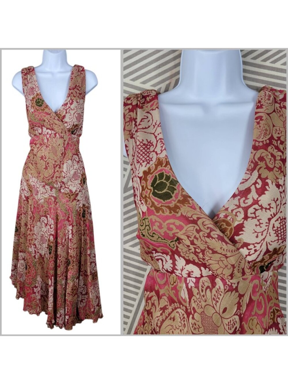 Vintage 90s Slip Dress size 16 Floral Alt Grunge alt Midi Assymetric Party Long